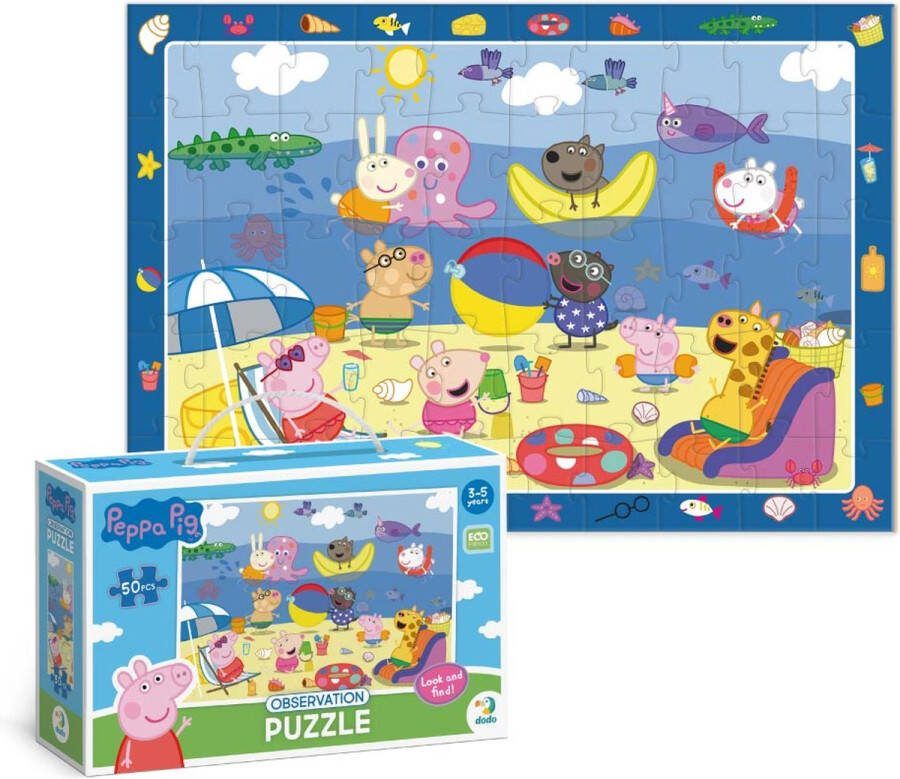 Dodo Toys Peppa Pig Puzzel 3 4 5 jaar 50 stukjes 31 x 45 cm Peppa Pig Speelgoed 3+ Kinderpuzzel 3 4 5 jaar Zoekboek