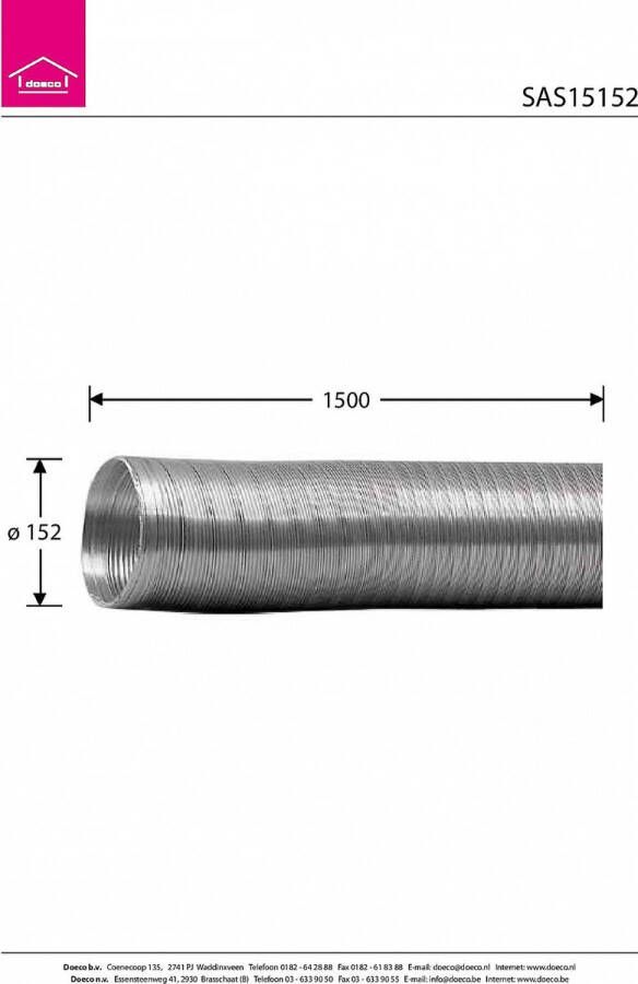 Doeco Aluminium afvoerslang 152mm 1 5 meter Luchtafvoer