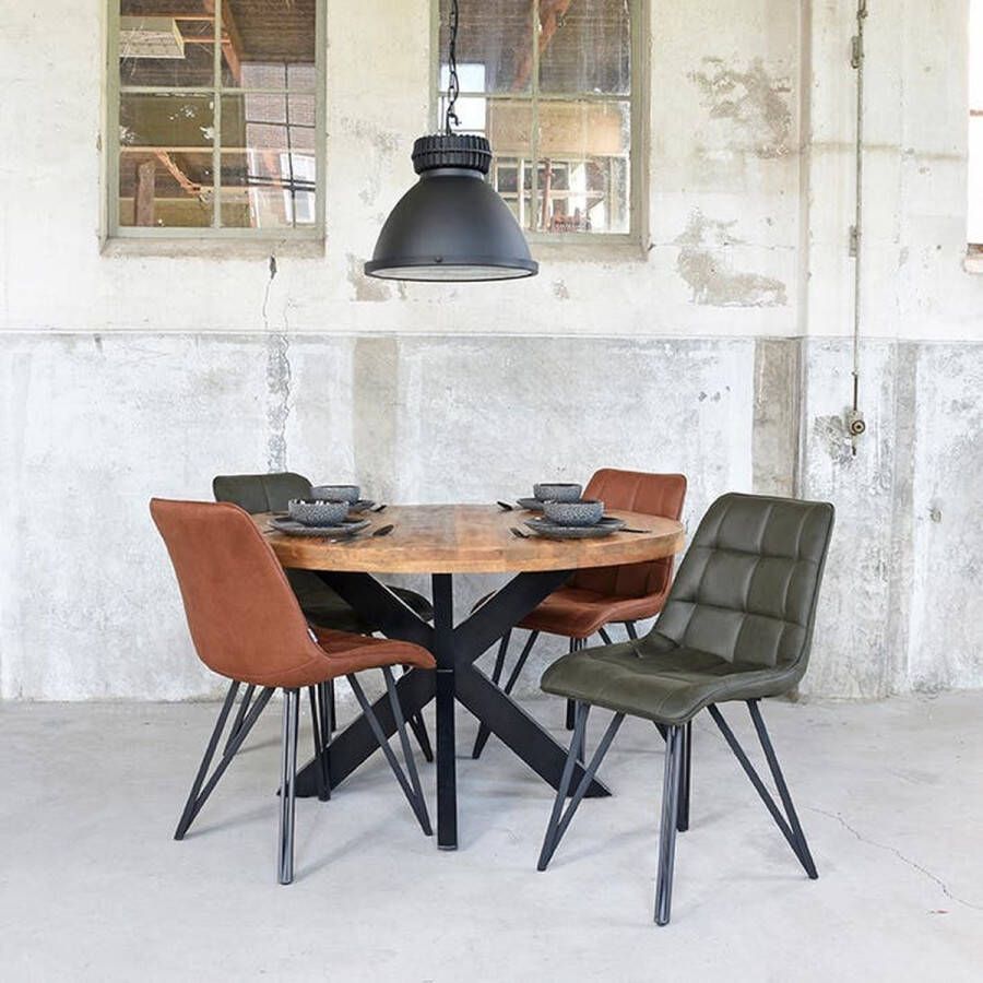 DOK 2 Rond Mangohout Eetkamertafel Bruin Mangohout Rond 140 cm
