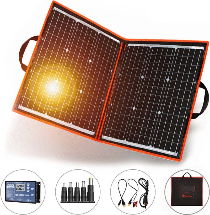 Dokio Zonnepaneel Draagbaar Zonnepaneel Solar Powerbank Solar Charger – 100W – Zonnepaneel Camper