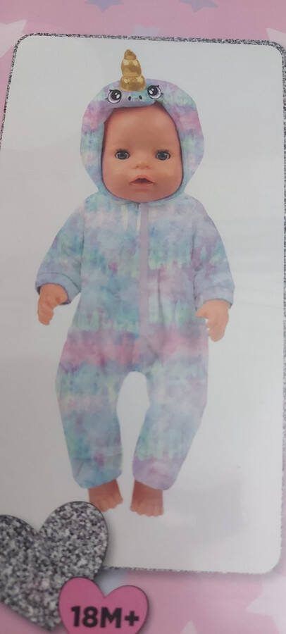 Doll Poppen onesie eenhoorn Poppenkleertjes Poppen Babypop