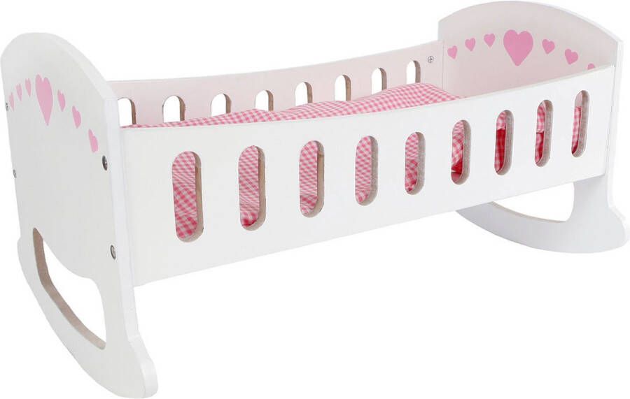 Coppens Poppen schommel bed wit roze FSC hout 47cm