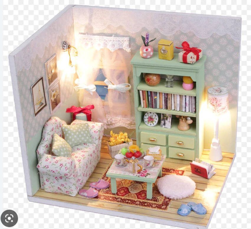 Doll House Miniatuurhuisje bouwpakket Miniature huisje Diy dollhouse Family Hall