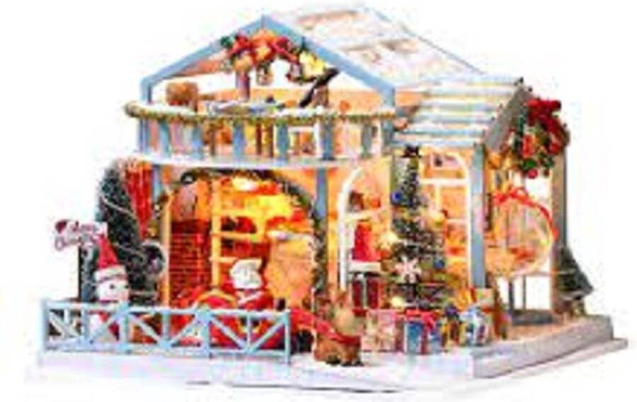 Doll House Miniatuurhuisje bouwpakket Miniature kersthuisje Diy dollhouse Chistmas snowy night