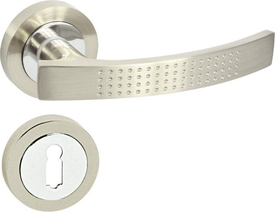 Domino deurkrukgarnituur BB gladde sleutel| met ronde beslag set voor kamerdeuren aluminium deurbeslag chroom ALMA-R ECO M6