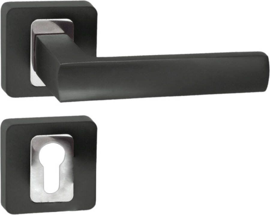 Domino deurkrukgarnituur PZ voor profielcilinder met vierkant beslag set voor profielcilinder aluminium deurbeslag antraciet MAFF-QR M6 M8