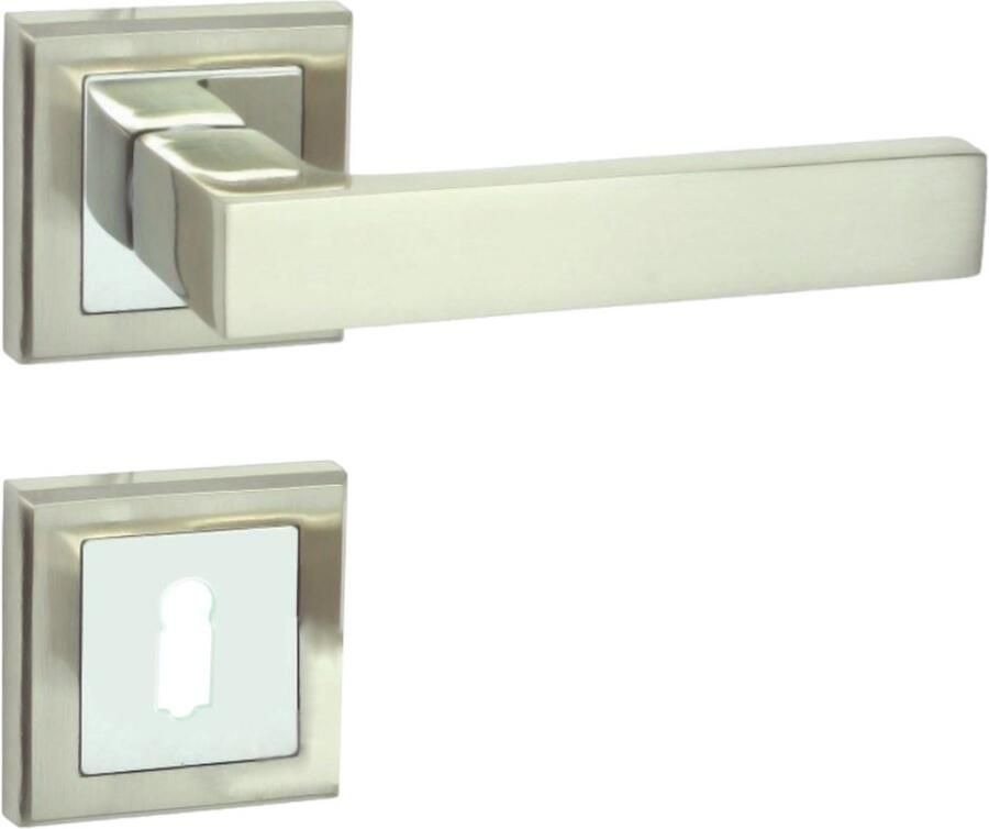 Domino deurkrukgarnituur BB gladde sleutel met vierkant beslag set voor kamerdeuren aluminium deurbeslag chroom nikkel ENE-QR M6 M9