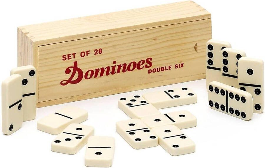 Dominoes Domino 28 stuks set Double Six 28 delig set houten kist