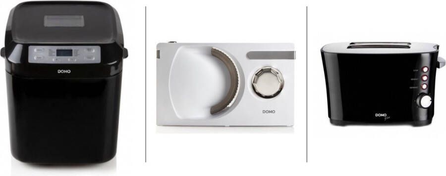 Domo Broodbakoven (B3974) + Broodrooster Toaster (DO941T) + Snijmachine (DO523S) Elektrisch 120W Zilver Metaal
