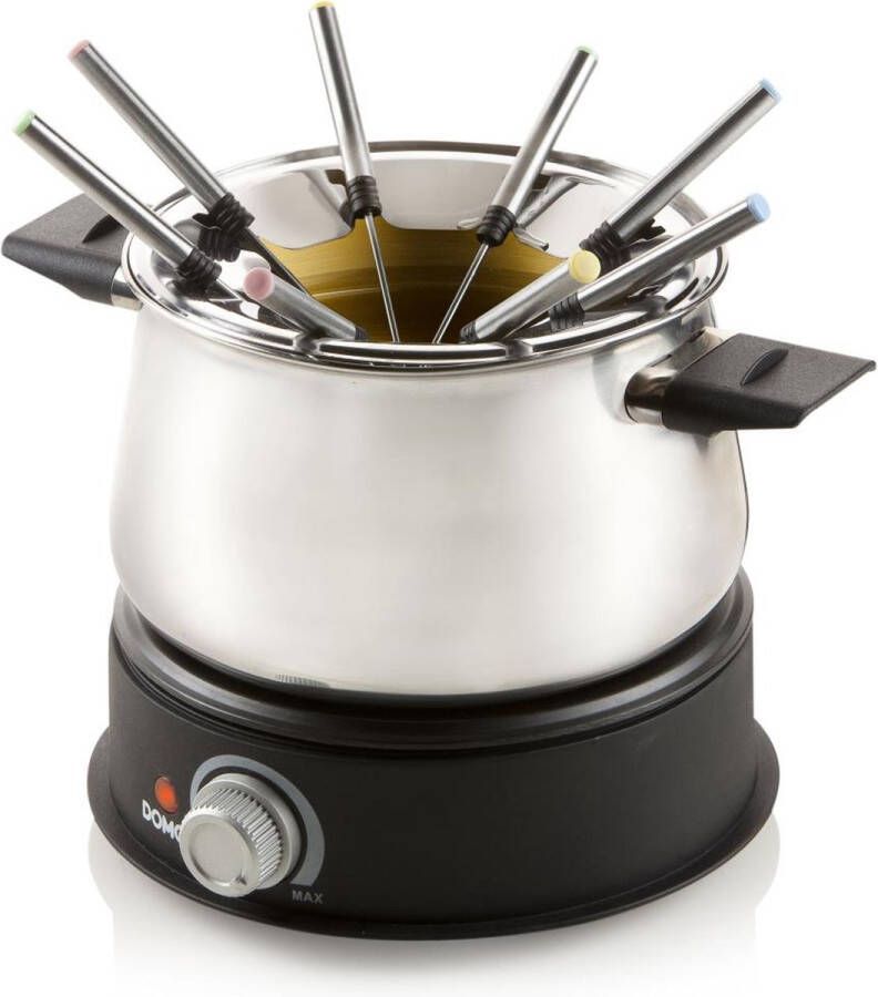 Domo DO706F Elektrische Fonduepan RVS 8 Fonduevorkjes