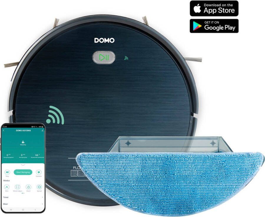 Domo DO7296S Robotstofzuiger Dweilsysteem App