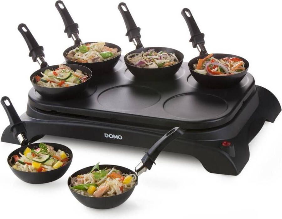DOMO DO8710W Crepiere + Wok 6 personen 1000W Zwart