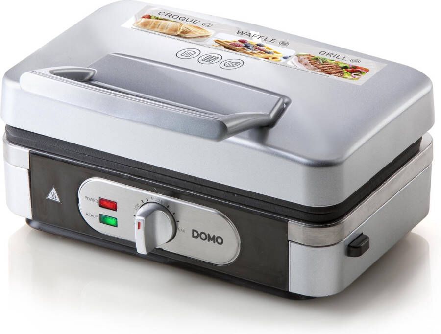 Domo DO9136C Contactgrill Snack maker 3-in-1 Verwisselbare bakplaten voor croque tosti wafel grill