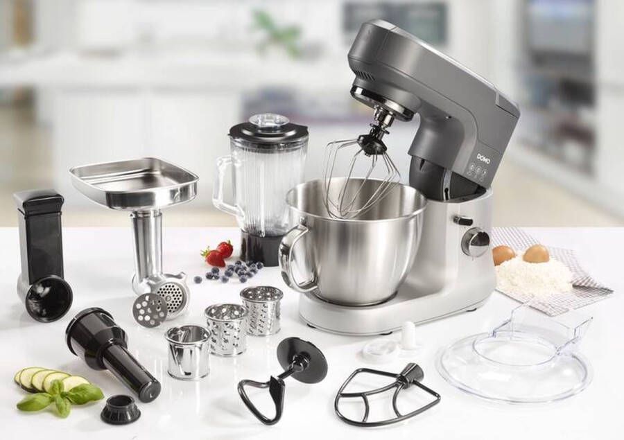 Domo DO9182KR Keukenrobot – Keukenmachine – 4 5L RVS Mengkom – 1000W Inclusief Accessoires