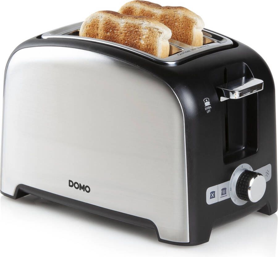 Domo DO959T Broodrooster Toaster 2 sleuven Opwarmrek RVS