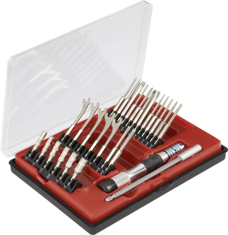 Donau Elektronik 815028 Bitset 27-delig Plat Kruiskop Phillips T-profiel Dop (zeskant)