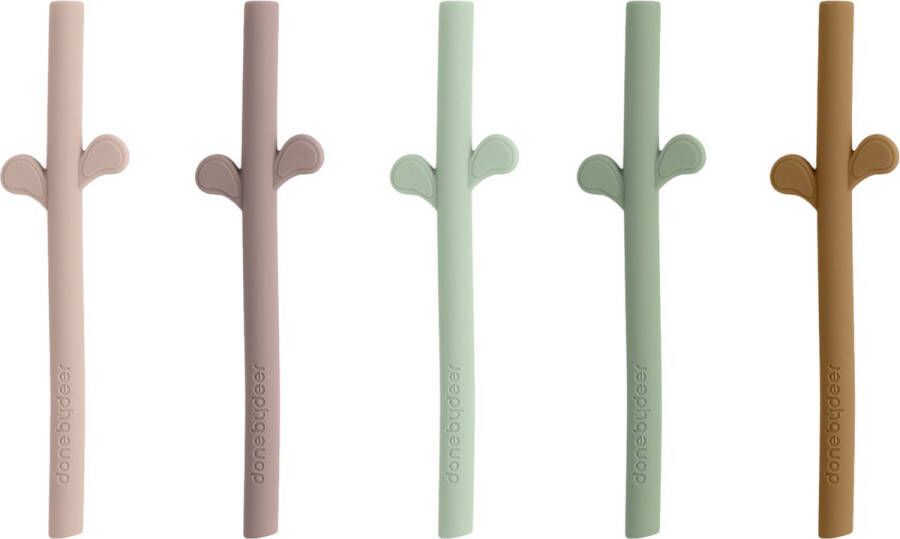 Done by Deer Peekaboo silicone straw 5-pack Powder mix