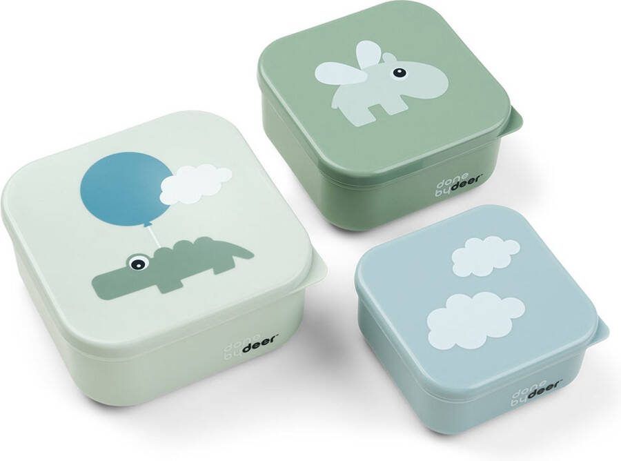Done by Deer snackbox-set Happy Clouds (set van 3) Groen