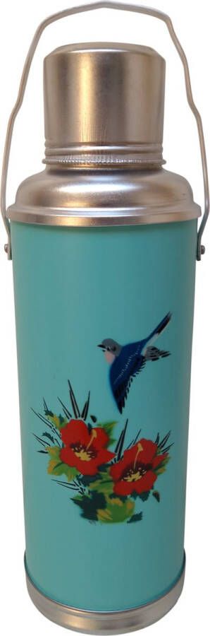 DongDong Chinese Thermoskan 1 2 Liter Turquoise Vogel dessin