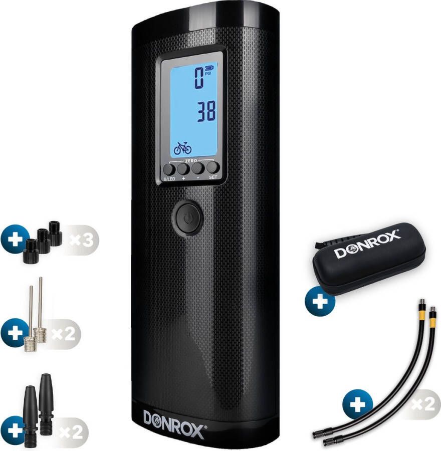 DONROX Ride F511 Draagbare Compressor Bandenpomp + Onderdelenpakket Luchtcompressor Oplaadbaar Fiets Tot Auto Elektrische Fietspomp