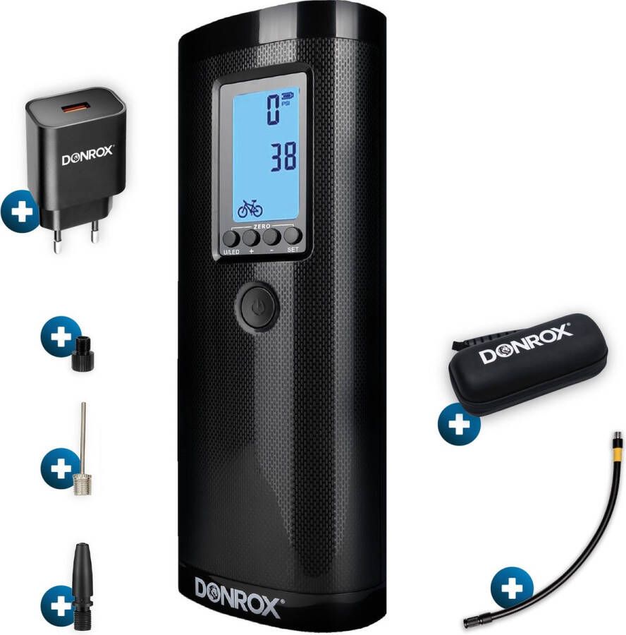 DONROX Ride F511 Draagbare Compressor Bandenpomp + Oplader Luchtcompressor Oplaadbaar Fiets Tot Auto Elektrische Fietspomp