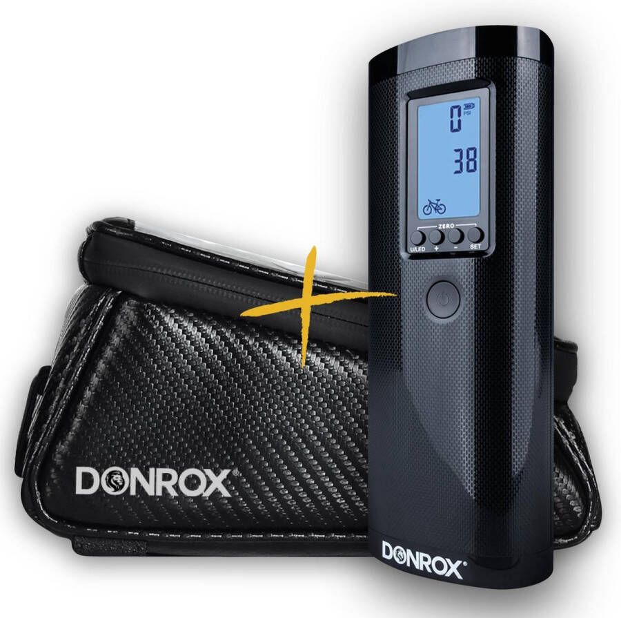 DONROX Ride F511 + F500 Compressor Bandenpomp + Fietstas Telefoonhouder Elektrische fietspomp