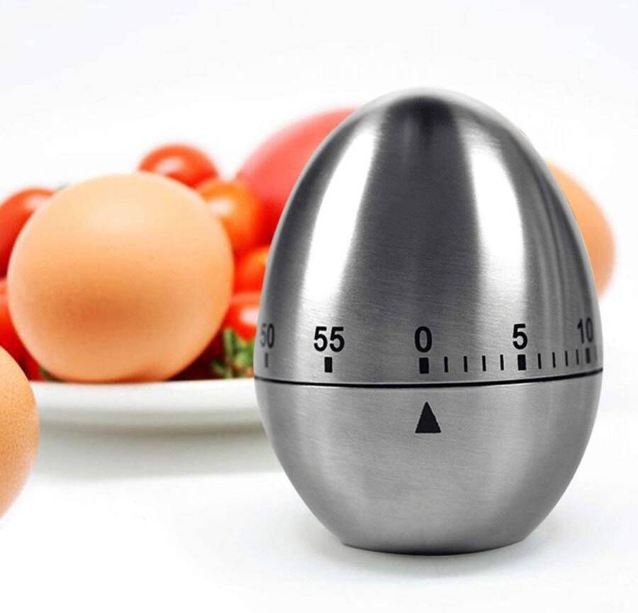 Doodadeals | Eierwekker | Kookwekker Ei | Egg Timer | Kookwekker Mechanisch | Kookwekker RVS | Kookwekker Ei Grijs | 1 stuk