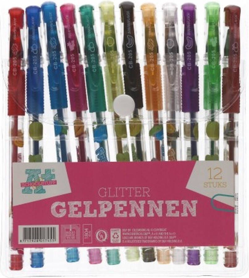 Doodadeals | Glitter Gel Pennen | 12 Stuks Gelpennen | Diverse kleuren | Schrijven | Gelpen | Neon | Pennen | Schoolspullen