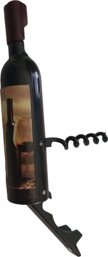Doodadeals Kelnersmes Wine Edition Sommeliersmes Kurkentrekker Wijn Opener Bier Opener Flesopener RVS en Kunststof Zwart