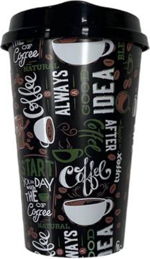 Doodadeals Koffiebeker To Go Met Deksel – It s Coffee Time Herbruikbaar – Kunststof – 440 ml