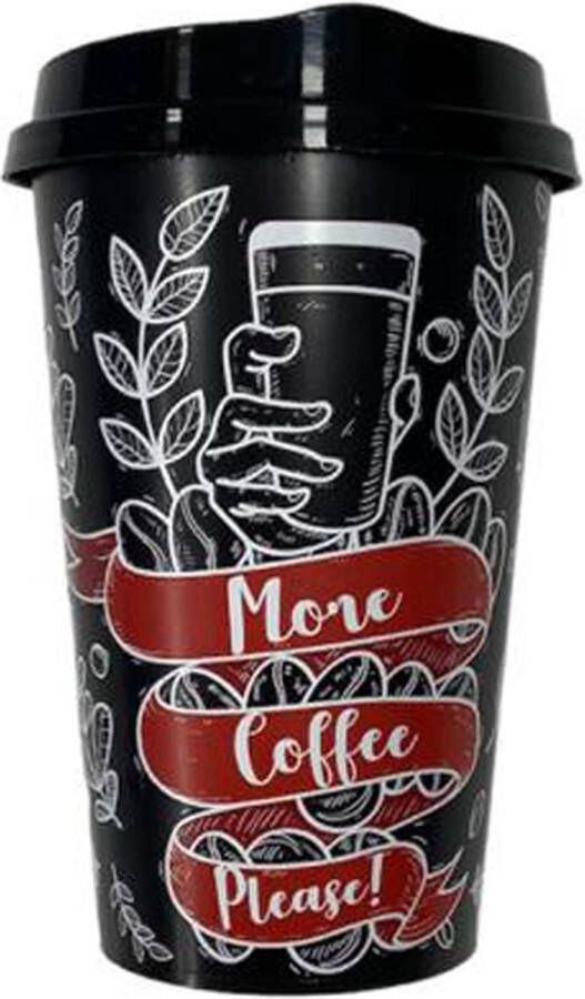 Doodadeals Koffiebeker To Go Met Deksel – More Coffee Please Herbruikbaar – Kunststof – 440 ml