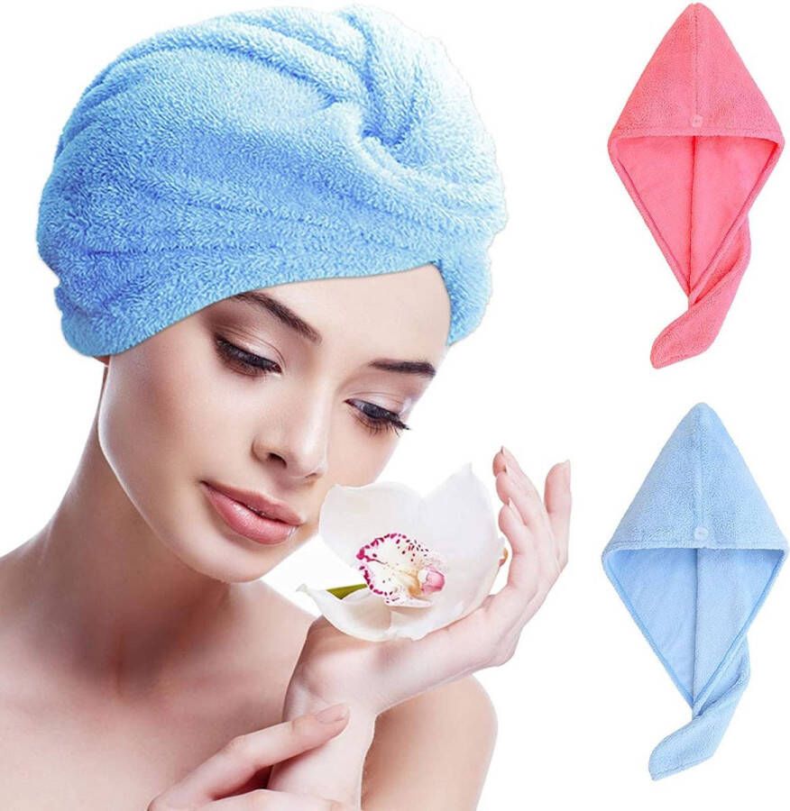 Doodadeals ® | Microvezel Handdoek Haar | Krullend Haar & Stijl Haar | Haarhanddoek Microvezel | Hair Towel | Microvezel Handdoek | Sneldrogend | Blauw | 2 Stuks