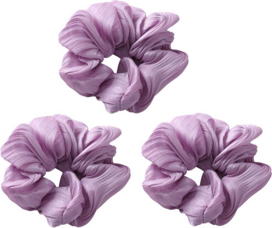 Dottilove 3 Stuks Zomer Zachte Monochrome Scrunchie Set Violet Haarklem Sierklem Haar accessoire Sier accessoire