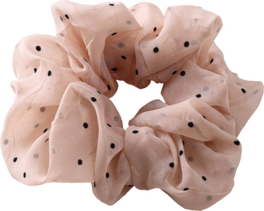 Dottilove Zwart Punten Monochrome Scrunchie Beige Haarklem Sierklem Haar accessoire Sier accessoire