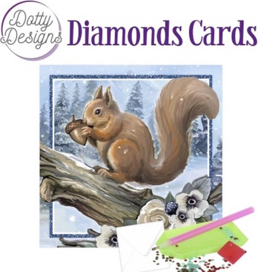 Dotty Designs Diamond Painting Kaart Squirrel In A Snowy Landscape15 x 15 cm