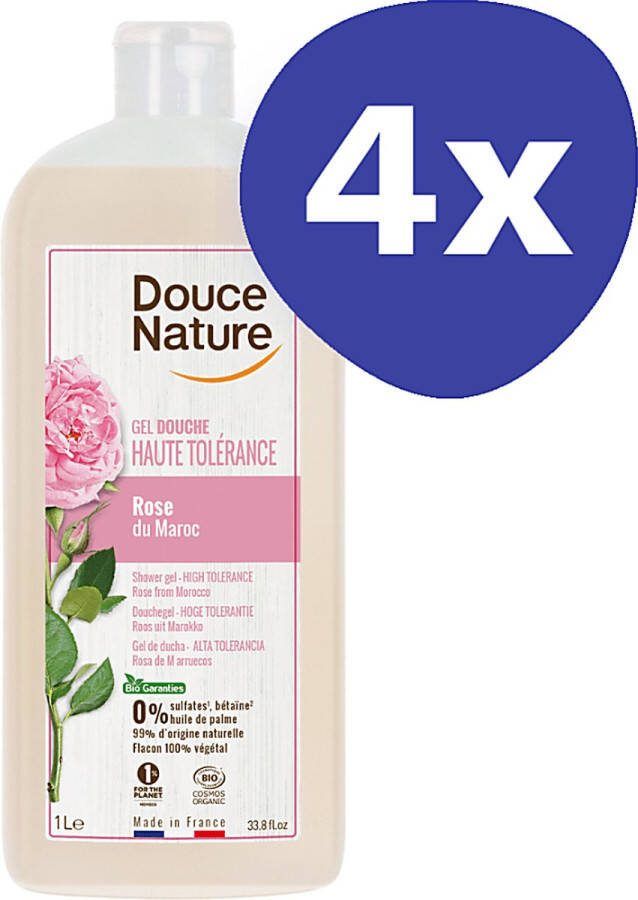 Douce Nature Douchegel Rozen (gevoelige huid) (4x 1l)