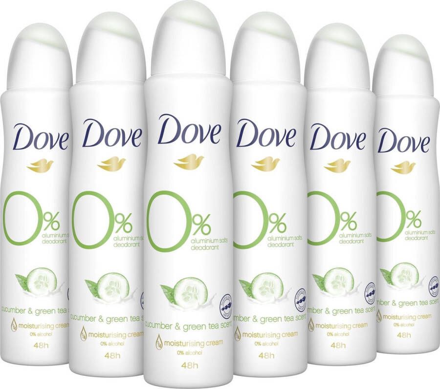 Dove 0% Aluminiumzouten Cucumber deodorant spray 6 x 150 ml voordeelverpakking