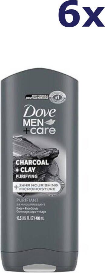 Dove 6x Douchegel Men Care Elements Charcoal & clay 400ml