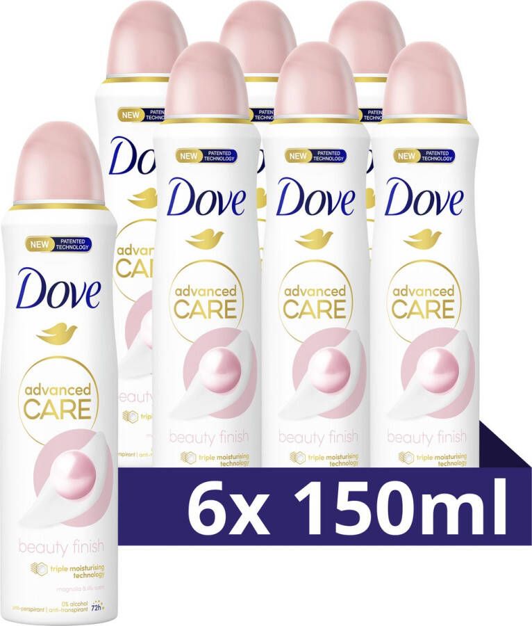 Dove Advanced Care Beauty Finish Anti-Transpirant deodorant spray 6 x 150 ml voordeelverpakking