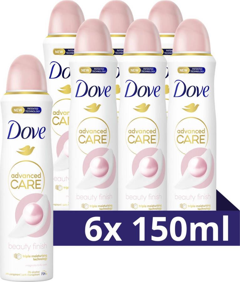 Dove Advanced Care Beauty Finish Anti-Transpirant Deodorant Spray 6 x 150 ml Voordeelverpakking