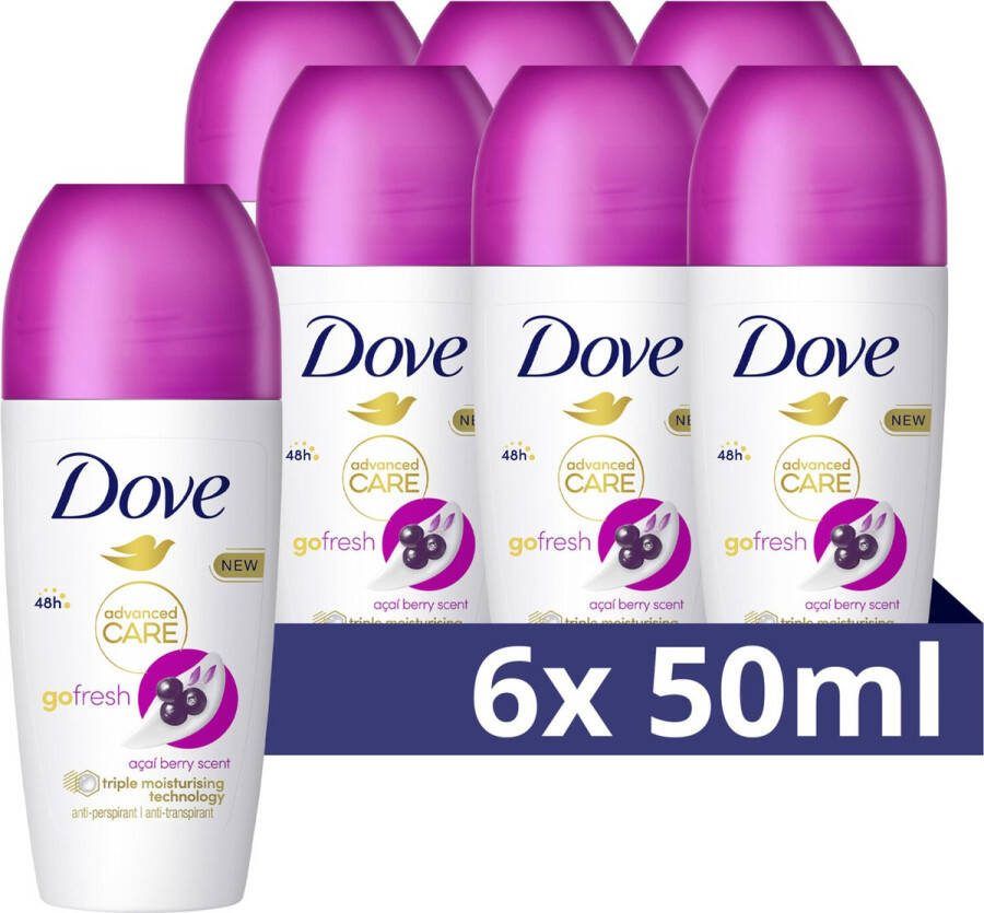 Dove Advanced Care Go Fresh Açai Berry Anti-Transpirant Deodorant Roller 6 x 50 ml Voordeelverpakking