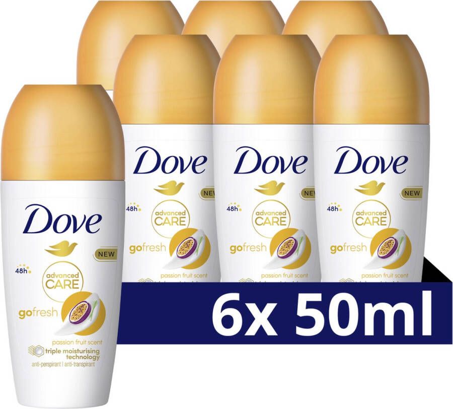 Dove Advanced Care Go Fresh Passievrucht Anti-Transpirant Deodorant Roller 6 x 50 ml Voordeelverpakking