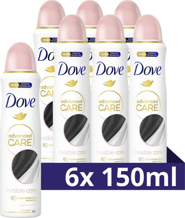Dove Advanced Care Invisible Care Anti-Transpirant Deodorant Spray 6 x 150 ml Voordeelverpakking