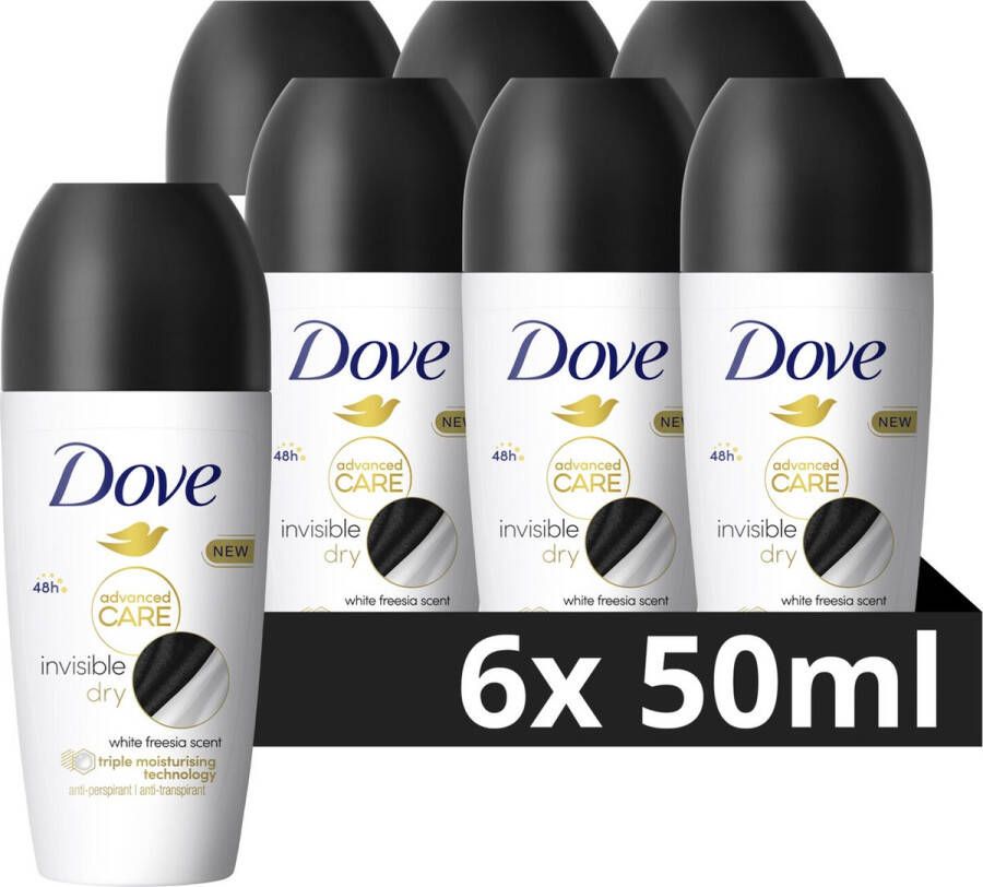 Dove Advanced Care Invisible Dry Anti-Transpirant deodorant roller 6 x 50 ml Voordeelverpakking
