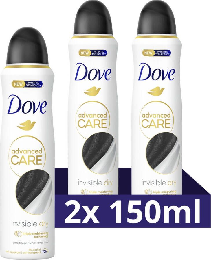 Dove Advanced Care Invisible Dry Anti-Transpirant Deodorant Spray 2 x 150 ml Voordeelverpakking