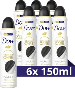 Axe Dove Advanced Care Anti-transpirant Deodorant -Spray Invisible Dry 0% alcohol 6 x 150 ml Voordeelverpakking