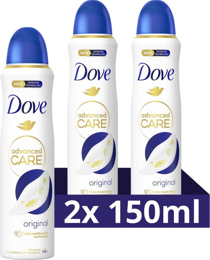 Dove Advanced Care Original Anti-Transpirant Deodorant Spray 2 x 150 ml Voordeelverpakking