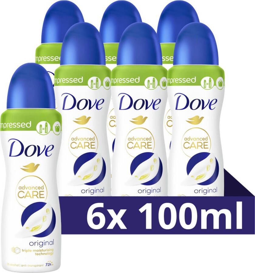 Dove Advanced Care Original Anti-Transpirant Deodorant Spray 6 x 100 ml Voordeelverpakking