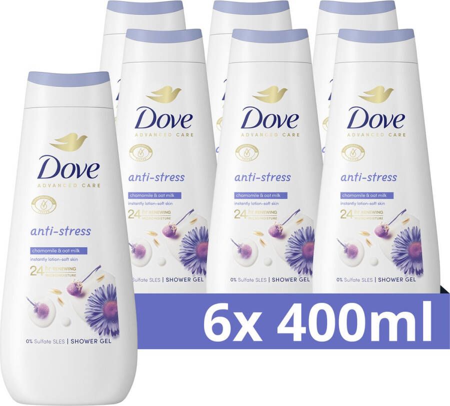 Dove Advanced Care Verzorgende Douchegel Anti-Stress 24-uur lang effectieve hydratatie 6 x 400 ml