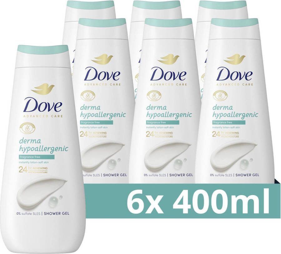 Dove Advanced Care Verzorgende Douchegel Derma Hypo-Allergenic 24-uur lang effectieve hydratatie 6 x 400 ml